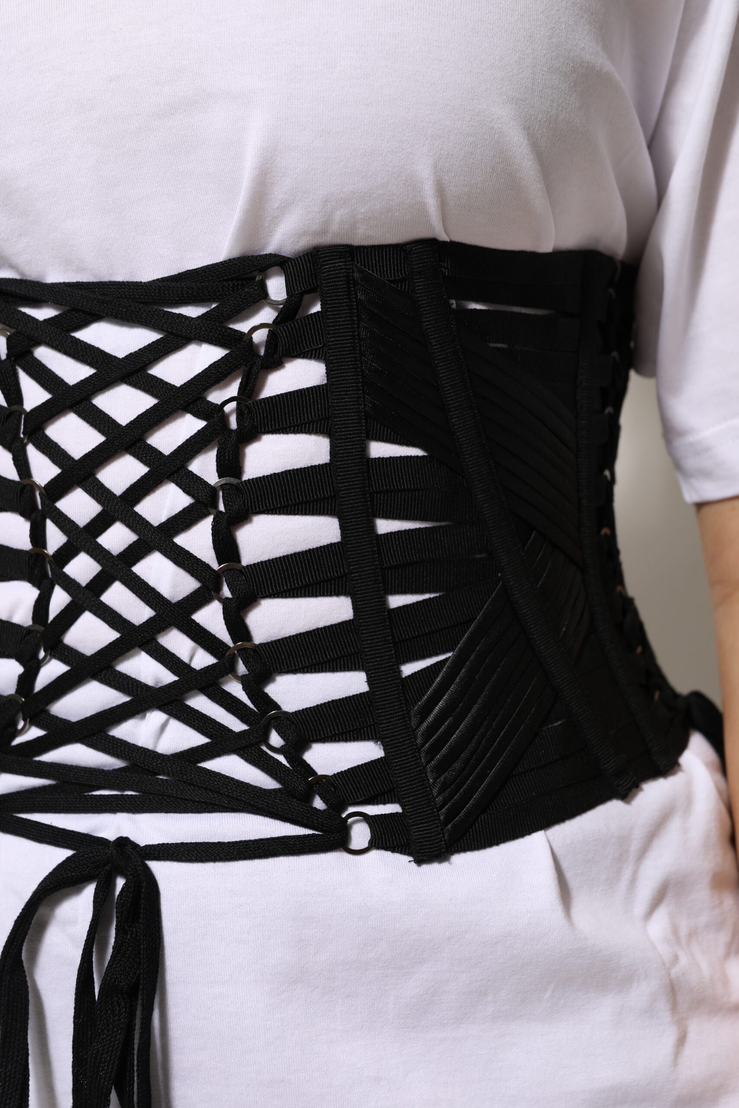 Ceinture corset à lacets en coton noir Dolce &amp; Gabbana