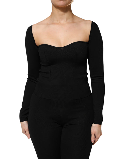 Chemisier à manches longues en viscose noire Dolce &amp; Gabbana