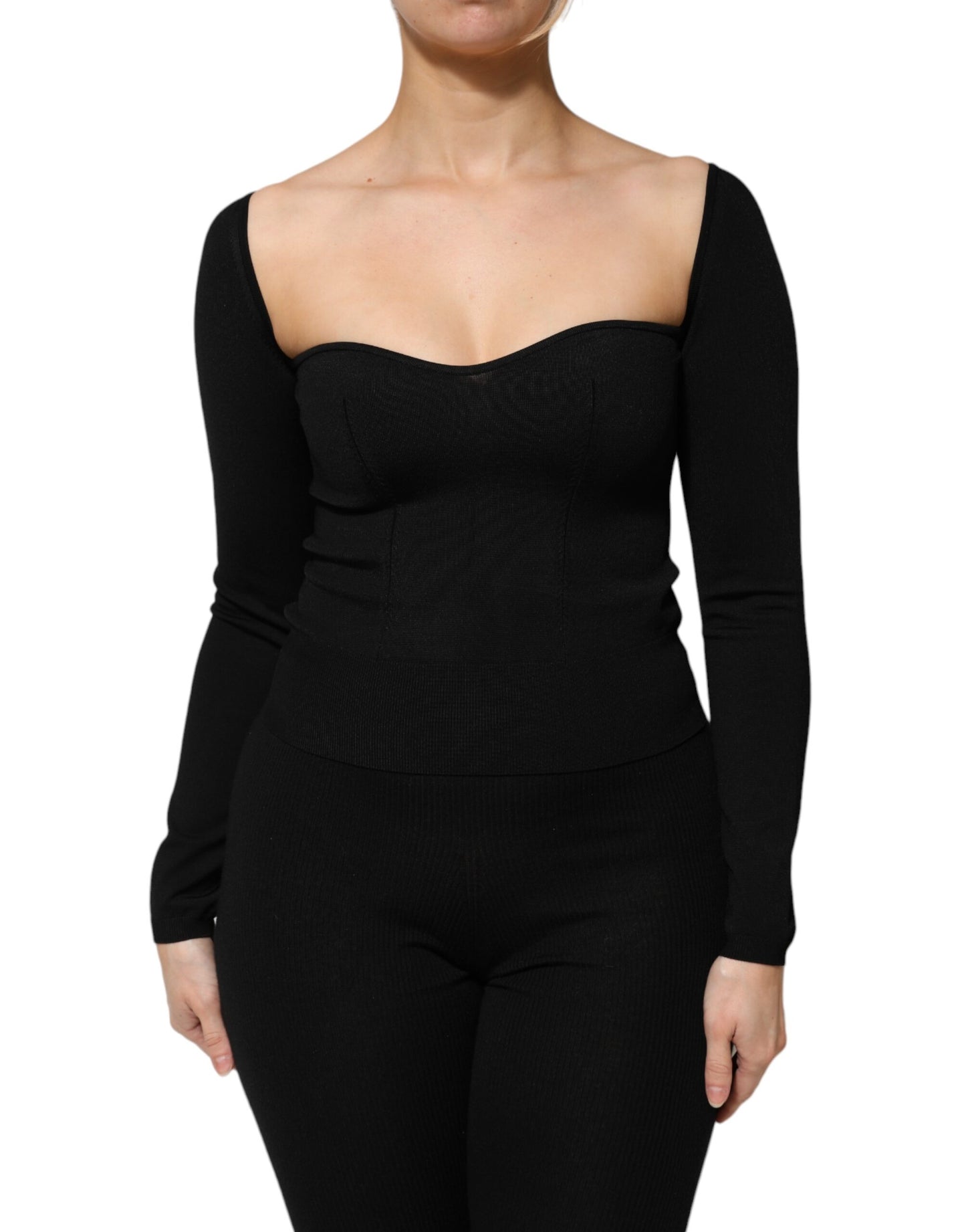 Chemisier à manches longues en viscose noire Dolce &amp; Gabbana