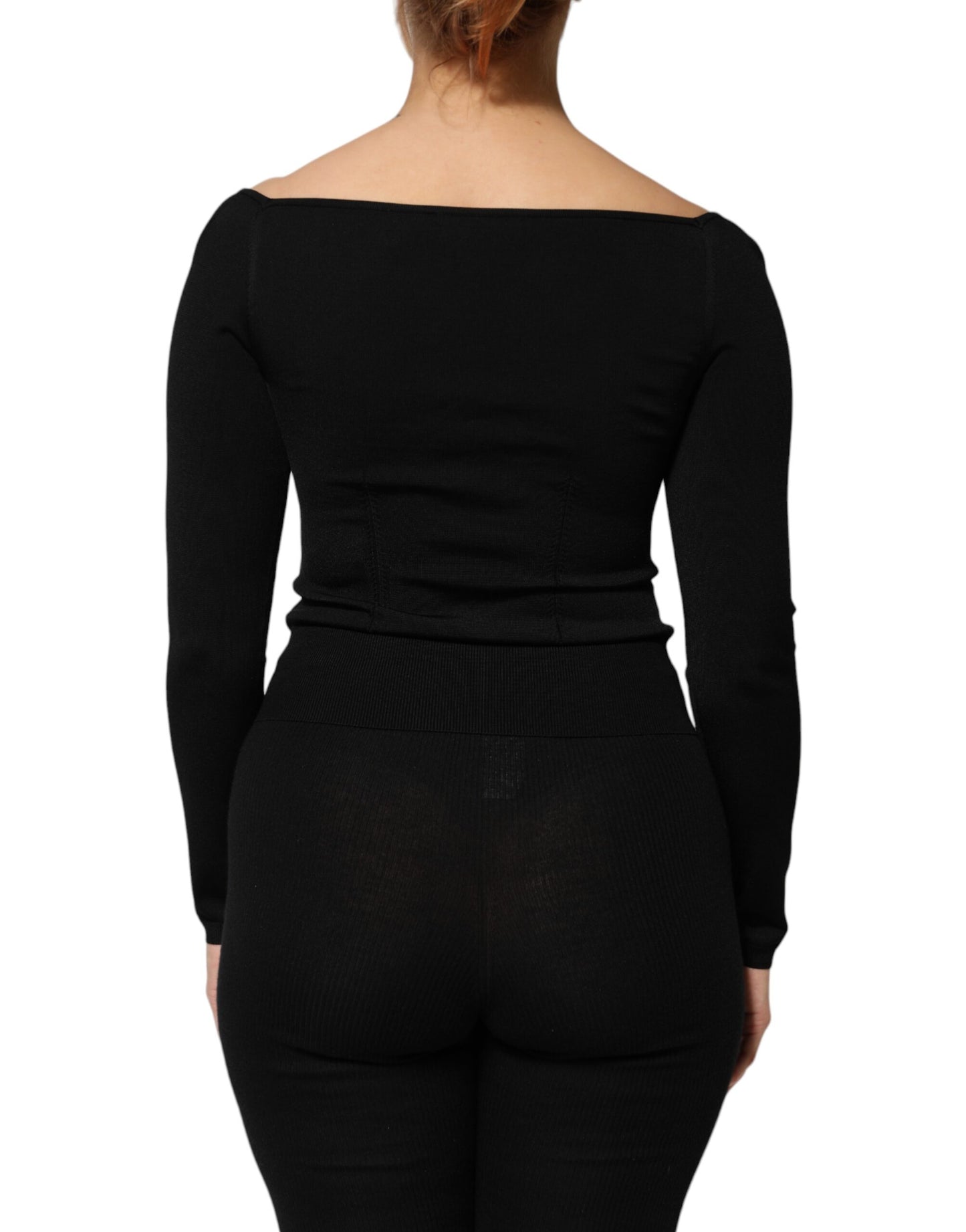 Chemisier à manches longues en viscose noire Dolce &amp; Gabbana