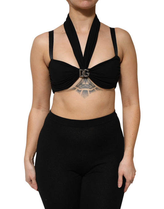 Dolce &amp; Gabbana Haut bustier court dos nu en viscose noir