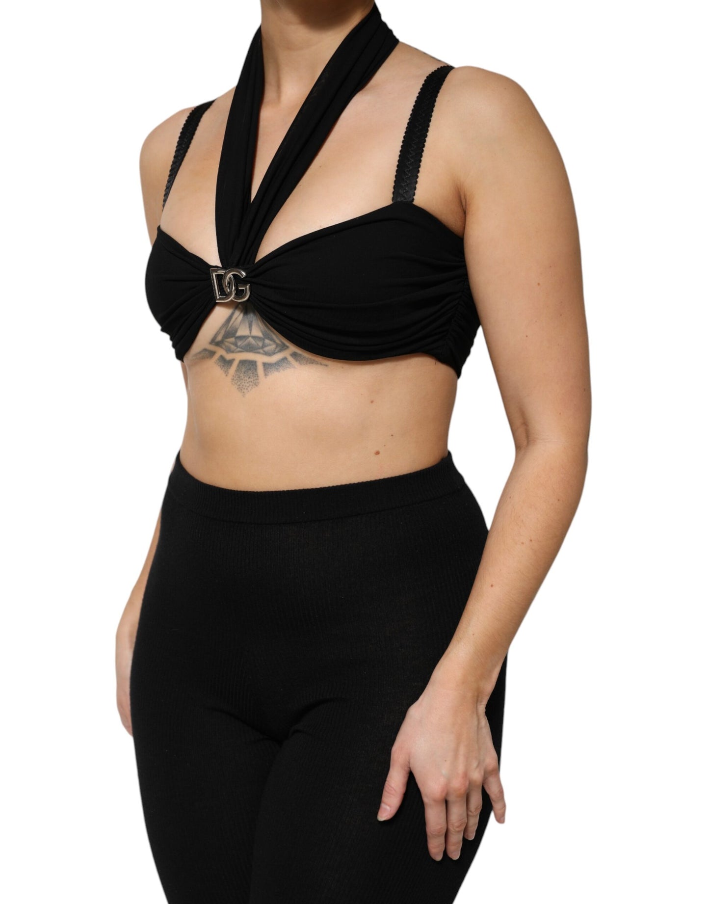 Dolce &amp; Gabbana Haut bustier court dos nu en viscose noir