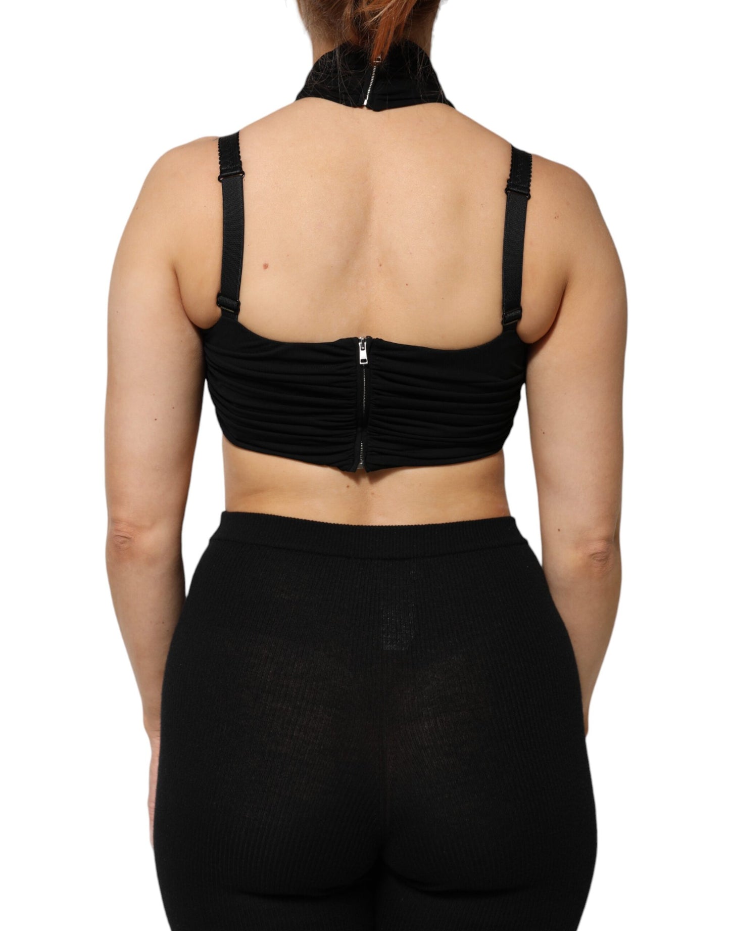 Dolce &amp; Gabbana Haut bustier court dos nu en viscose noir