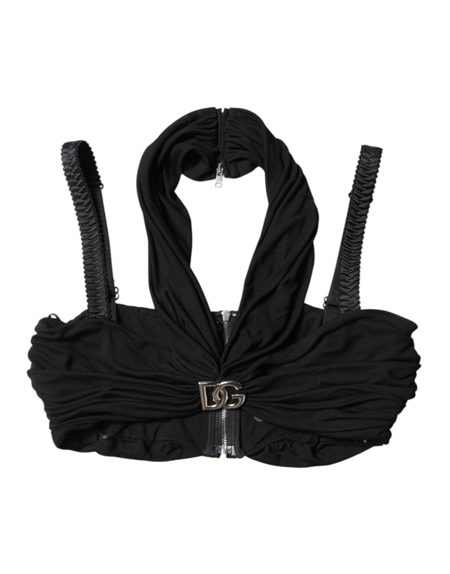 Dolce &amp; Gabbana Haut bustier court dos nu en viscose noir
