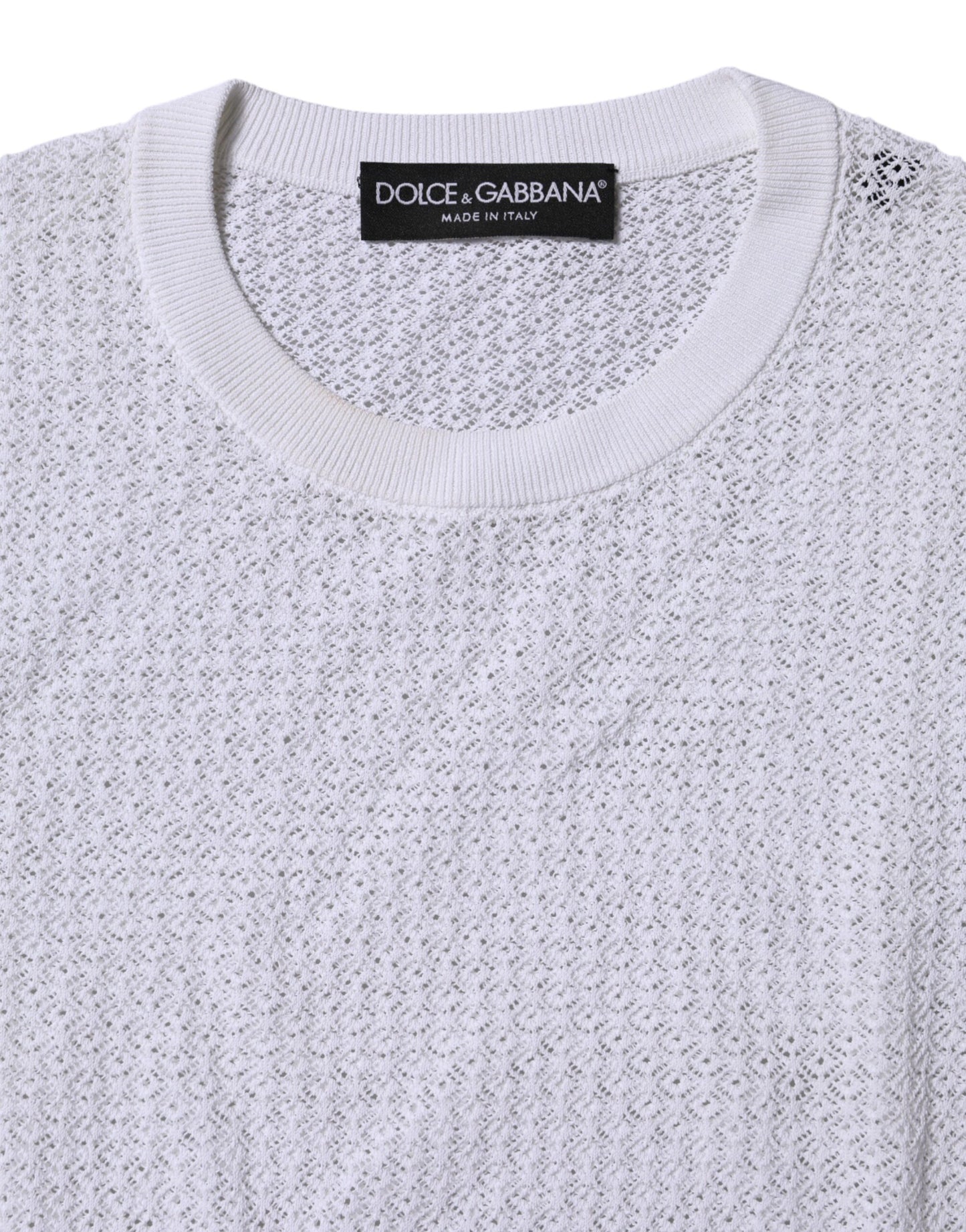 Pull blanc à col rond et manches longues Dolce &amp; Gabbana