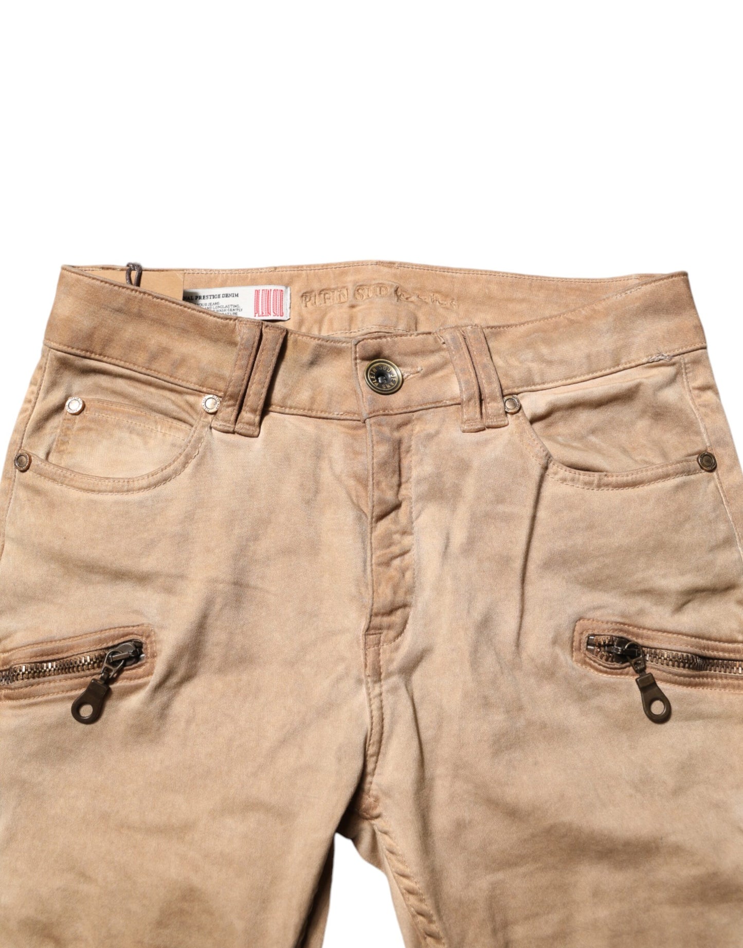 PLEIN SUD – Braune Skinny-Jeans aus Baumwolle mit mittlerer Taille