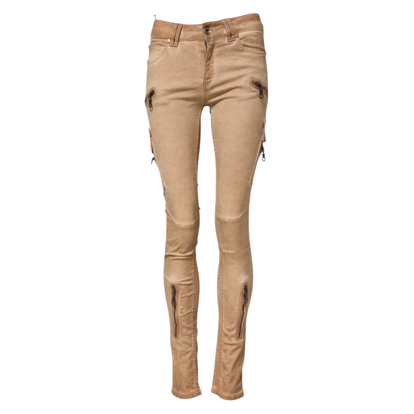 PLEIN SUD – Braune Skinny-Jeans aus Baumwolle mit mittlerer Taille