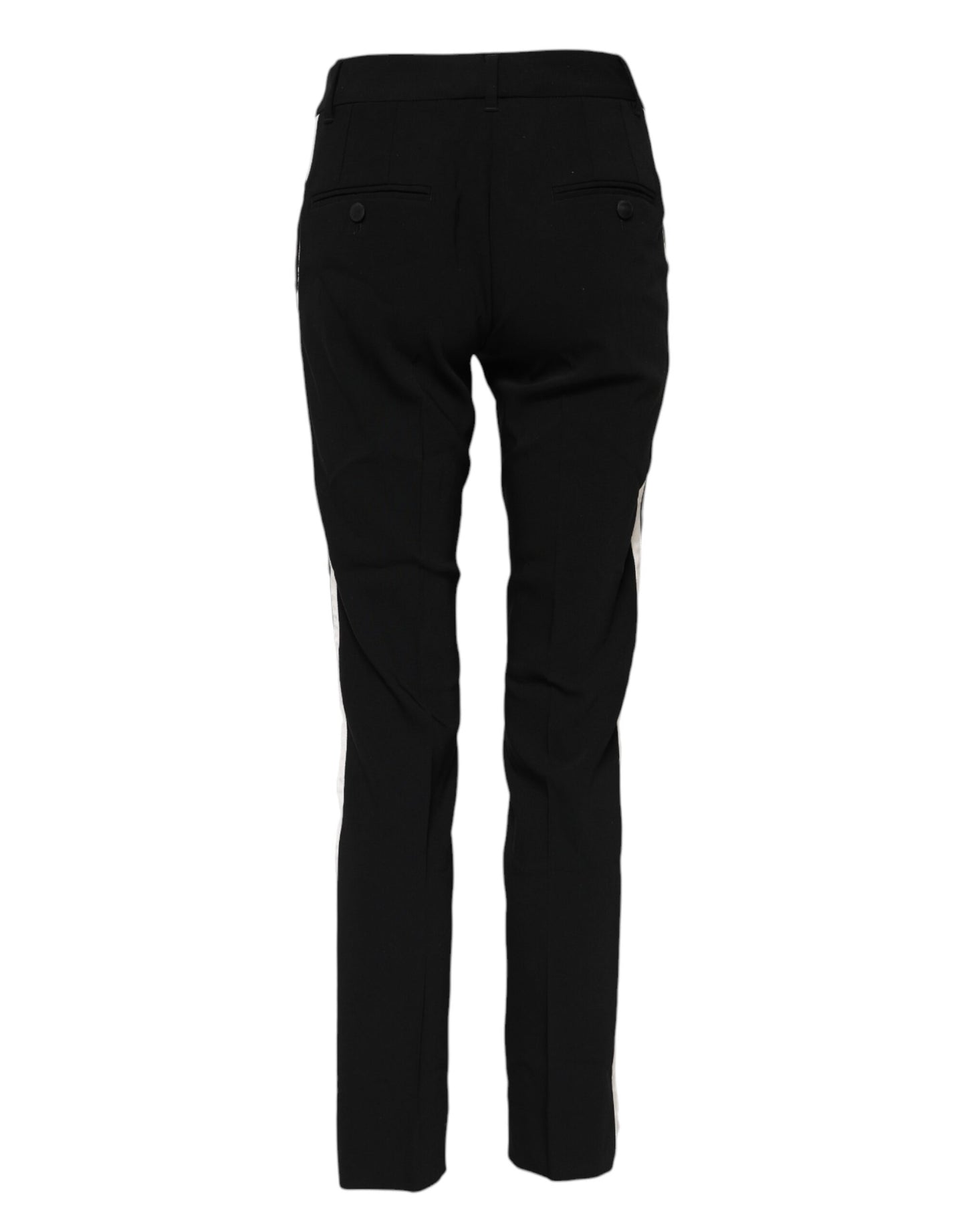 Pantalon fuselé taille moyenne en laine noire Dolce &amp; Gabbana