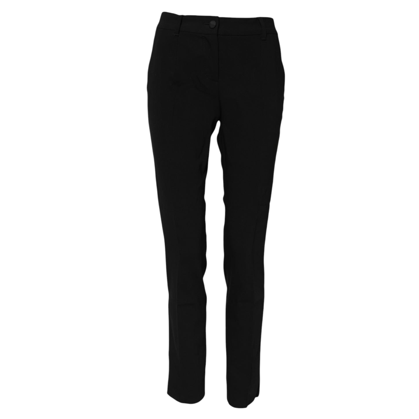 Pantalon fuselé taille moyenne en laine noire Dolce &amp; Gabbana