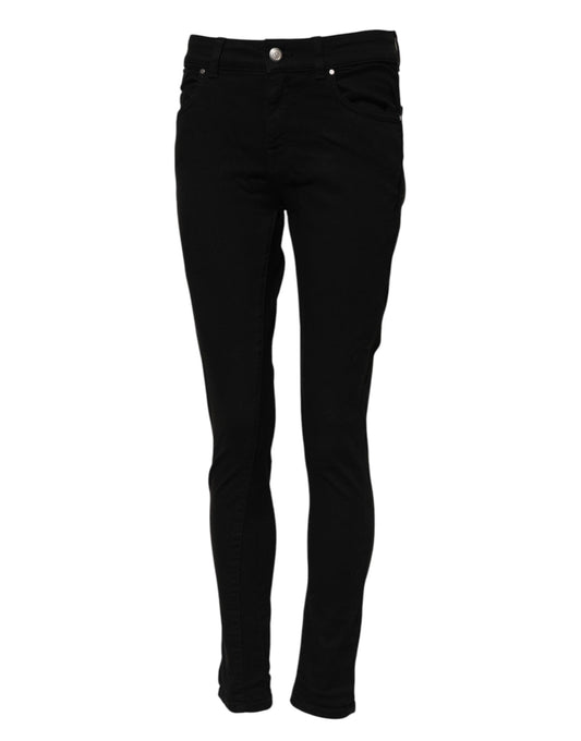Jean skinny taille moyenne en coton noir Dolce &amp; Gabbana