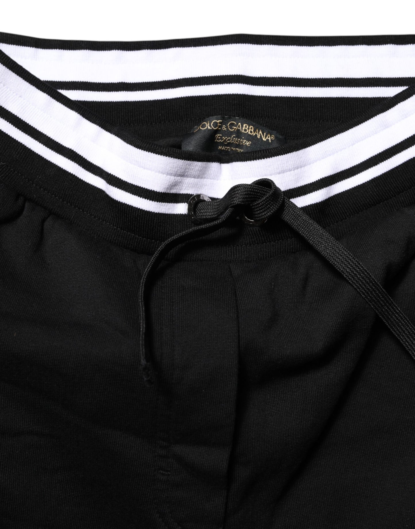 Pantalon de jogging taille moyenne en coton noir Dolce &amp; Gabbana