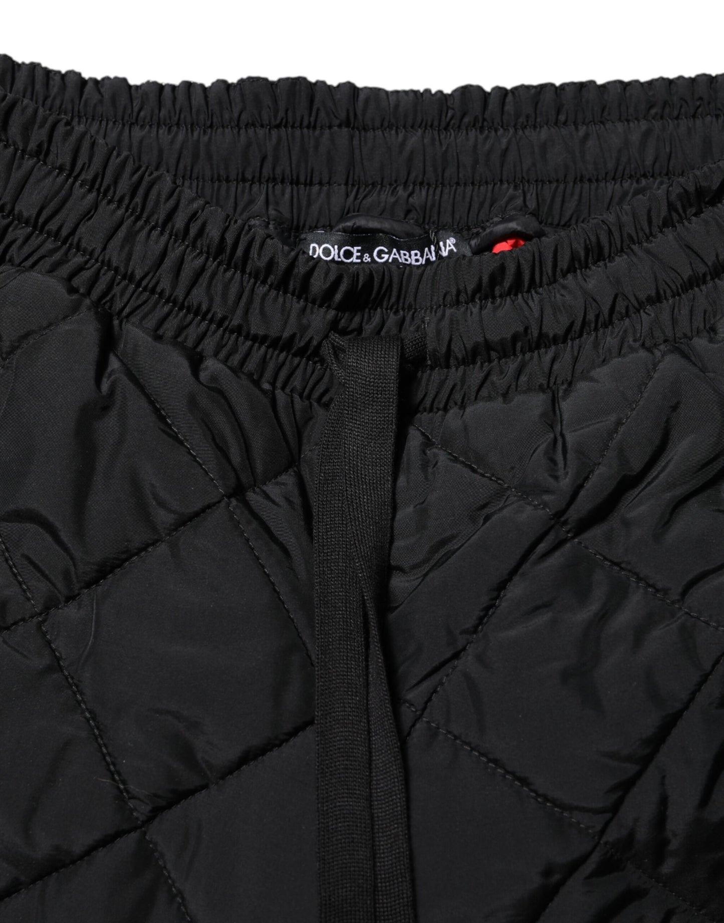 Pantalon de jogging taille moyenne matelassé noir Dolce &amp; Gabbana