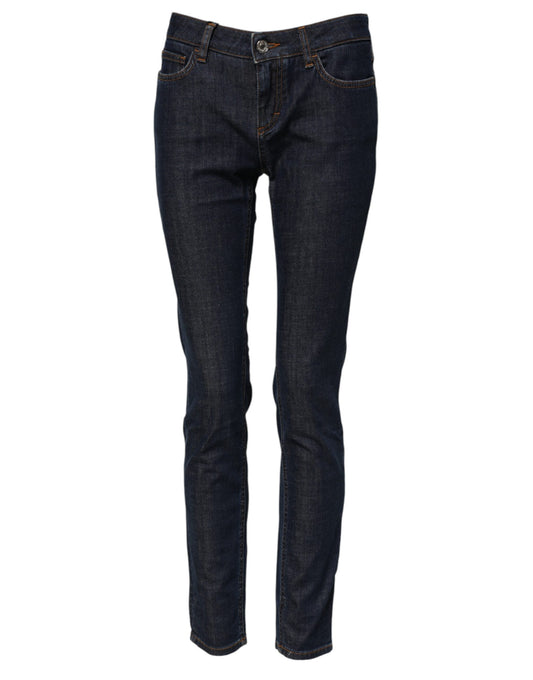 Jean skinny bleu en coton taille moyenne Dolce &amp; Gabbana