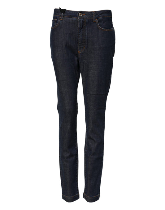 Jean en denim taille moyenne AUDREY Blue Queen Patch de Dolce &amp; Gabbana