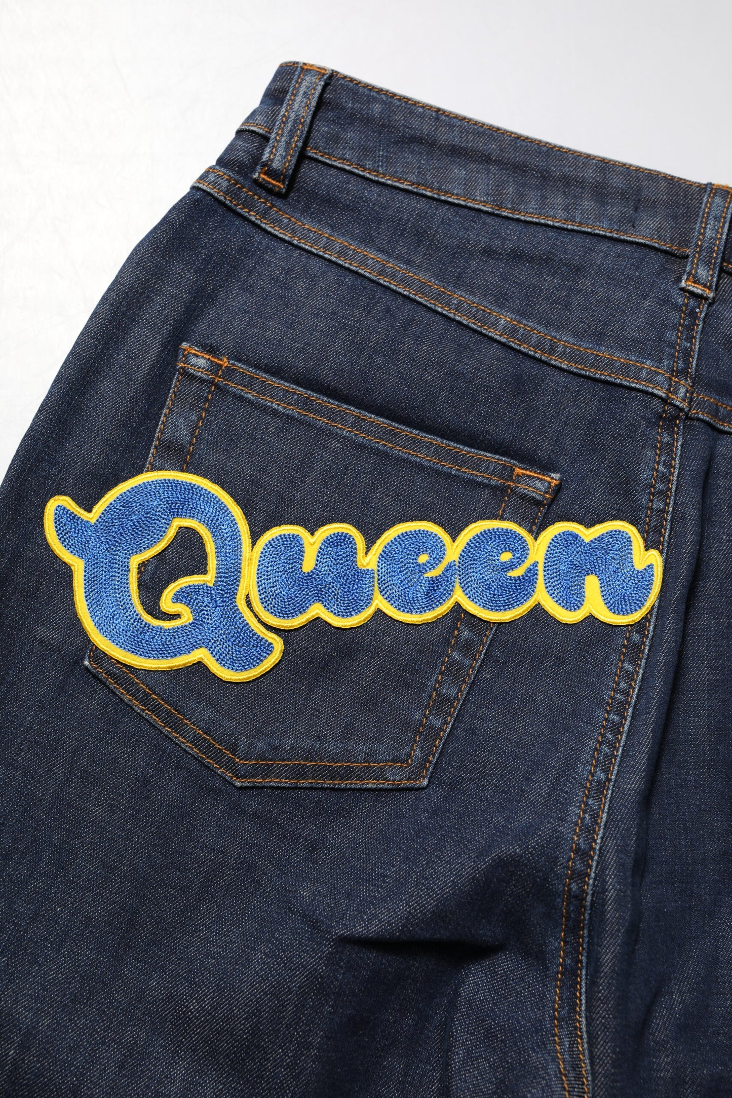 Jean en denim taille moyenne AUDREY Blue Queen Patch de Dolce &amp; Gabbana