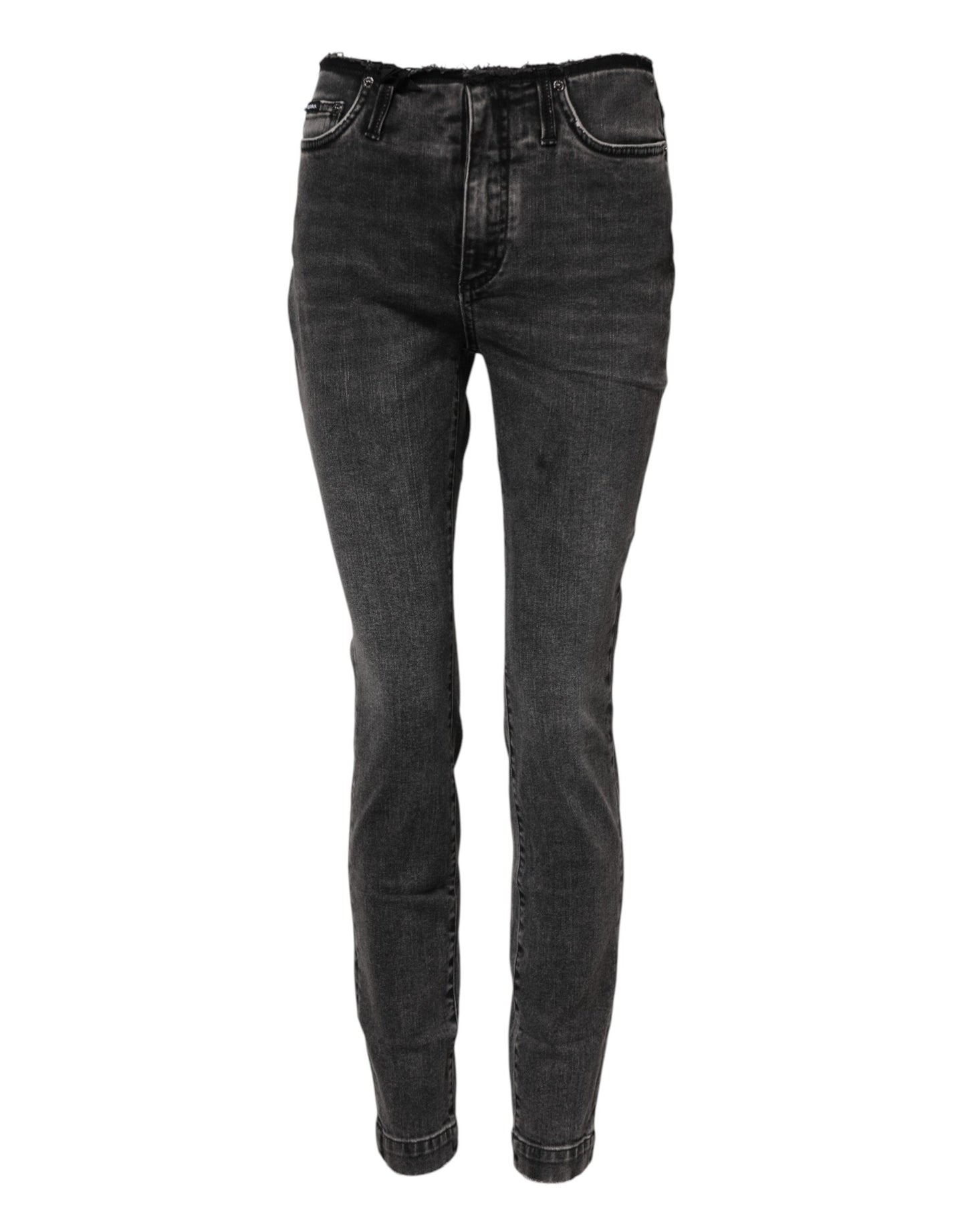 Jean skinny gris taille moyenne en coton Dolce &amp; Gabbana