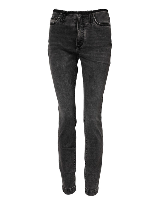Jean skinny gris taille moyenne en coton Dolce &amp; Gabbana
