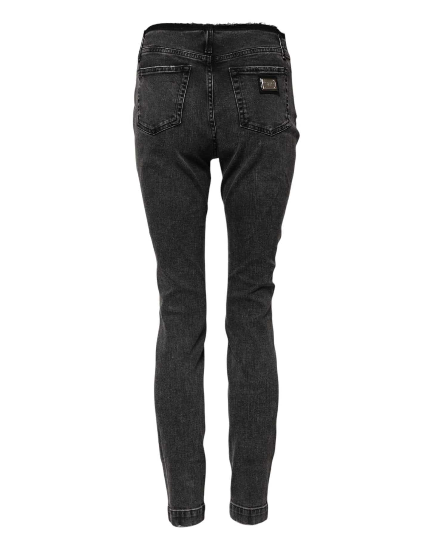 Jean skinny gris taille moyenne en coton Dolce &amp; Gabbana