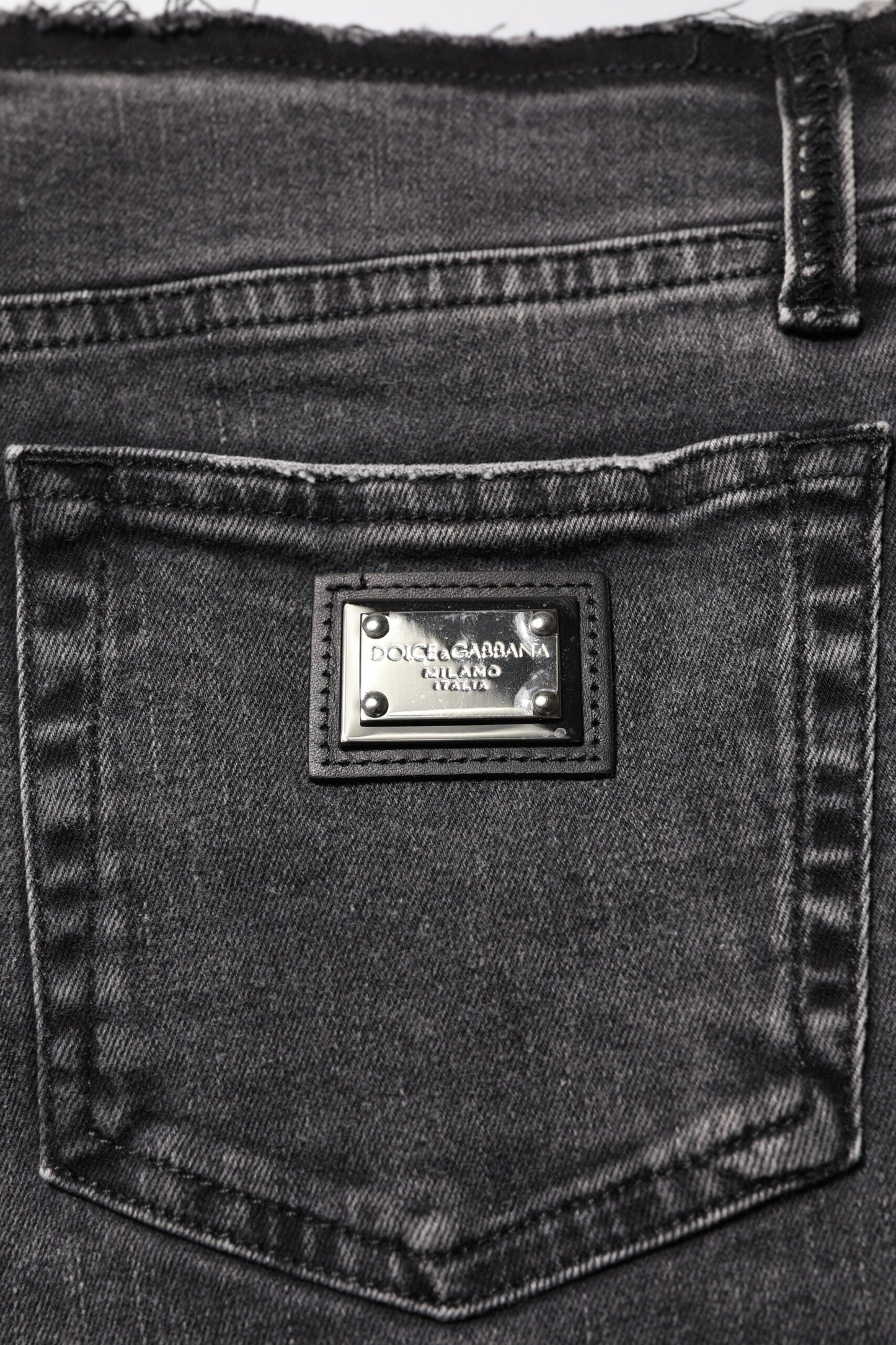 Jean skinny gris taille moyenne en coton Dolce &amp; Gabbana