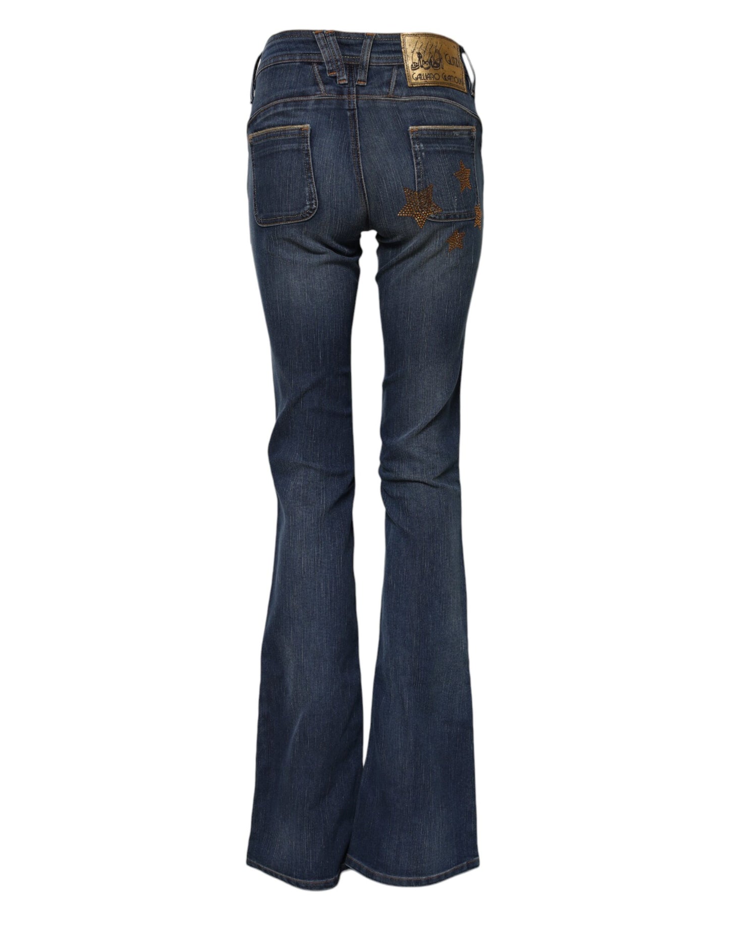 Jean large taille moyenne en coton bleu John Galliano