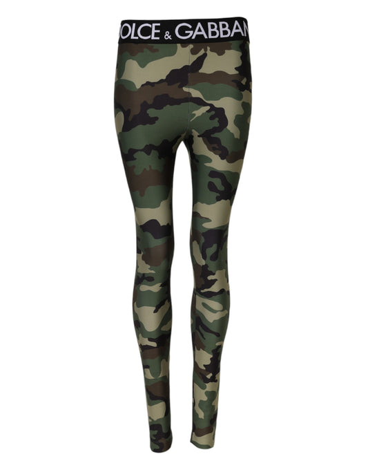 Dolce & Gabbana Multicolor Camouflage DG Waist Leggings Pants