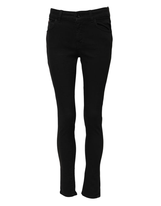 Jean skinny taille moyenne en coton noir Dolce &amp; Gabbana