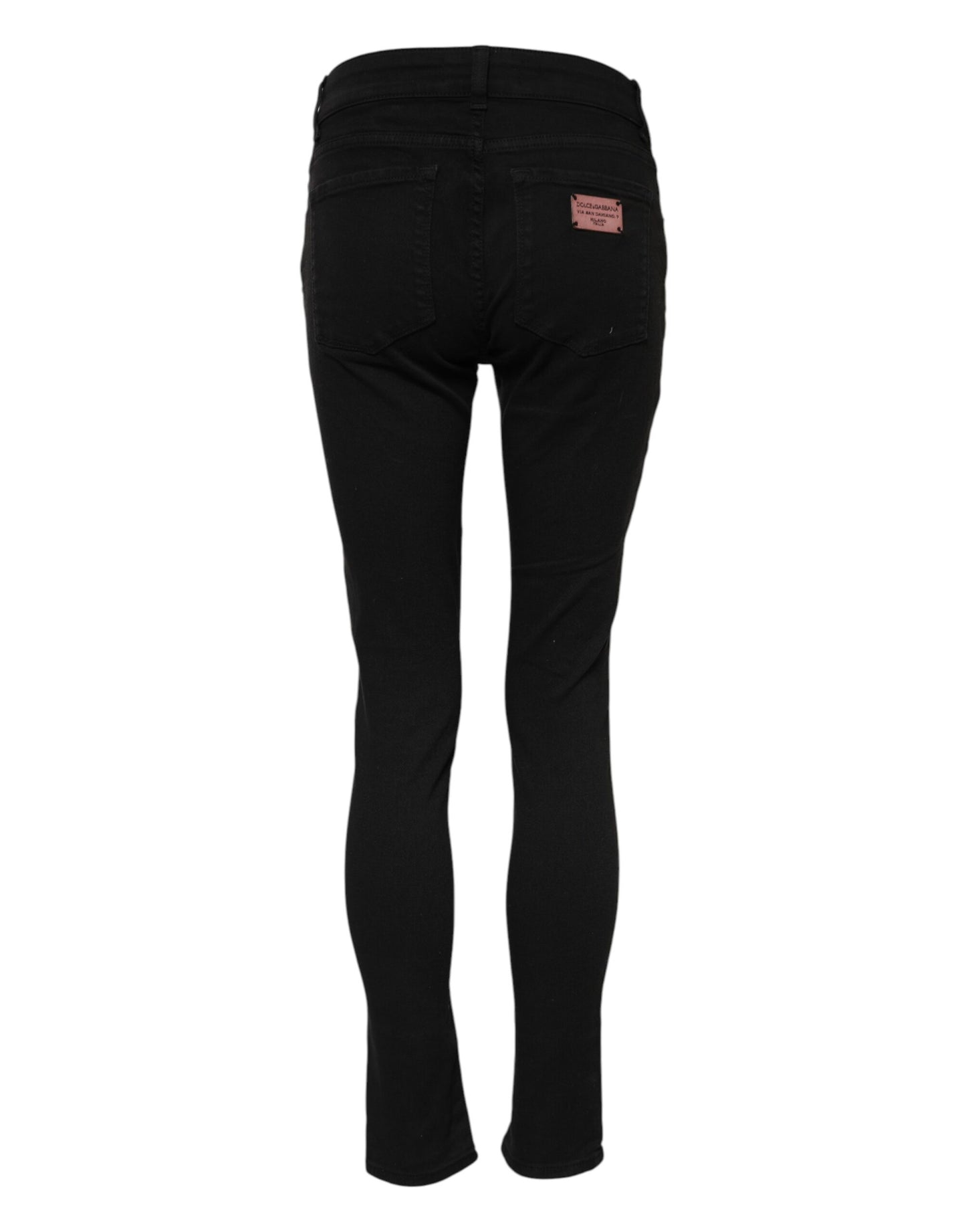Jean skinny taille moyenne en coton noir Dolce &amp; Gabbana