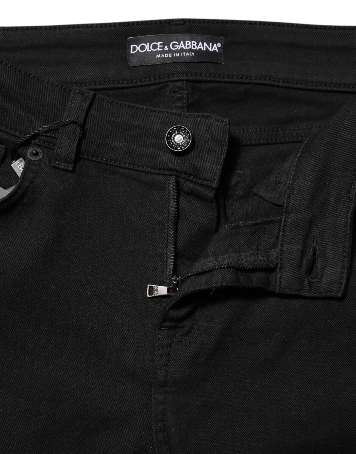 Jean skinny taille moyenne en coton noir Dolce &amp; Gabbana