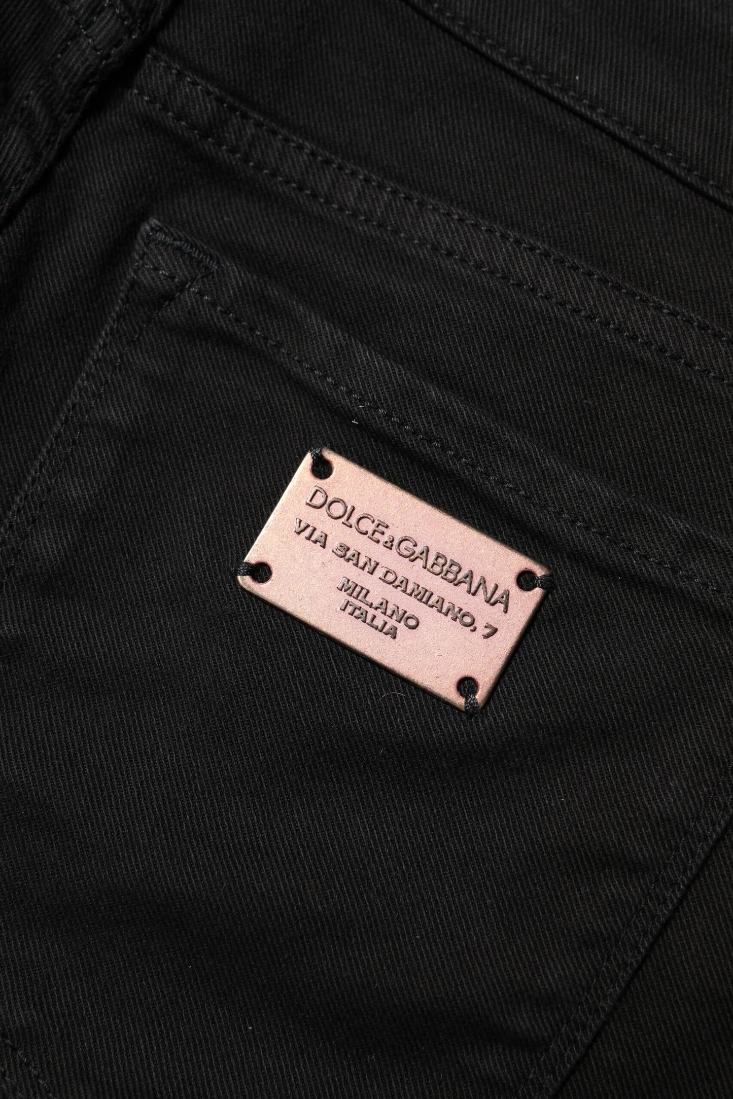 Jean skinny taille moyenne en coton noir Dolce &amp; Gabbana
