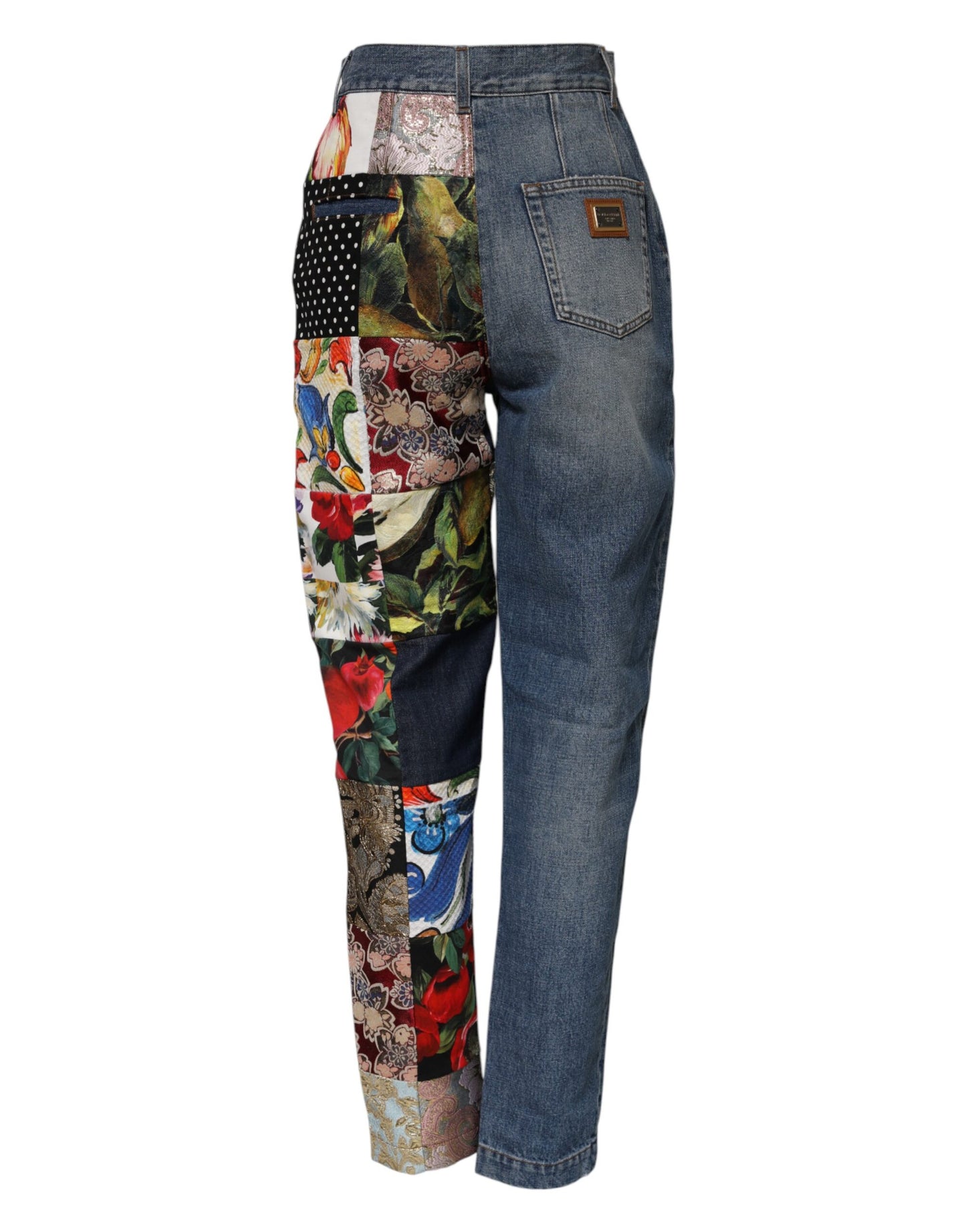 Jean taille haute patchwork bleu AMBER Dolce &amp; Gabbana