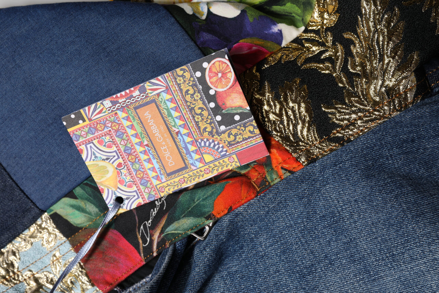 Jean taille haute patchwork bleu AMBER Dolce &amp; Gabbana