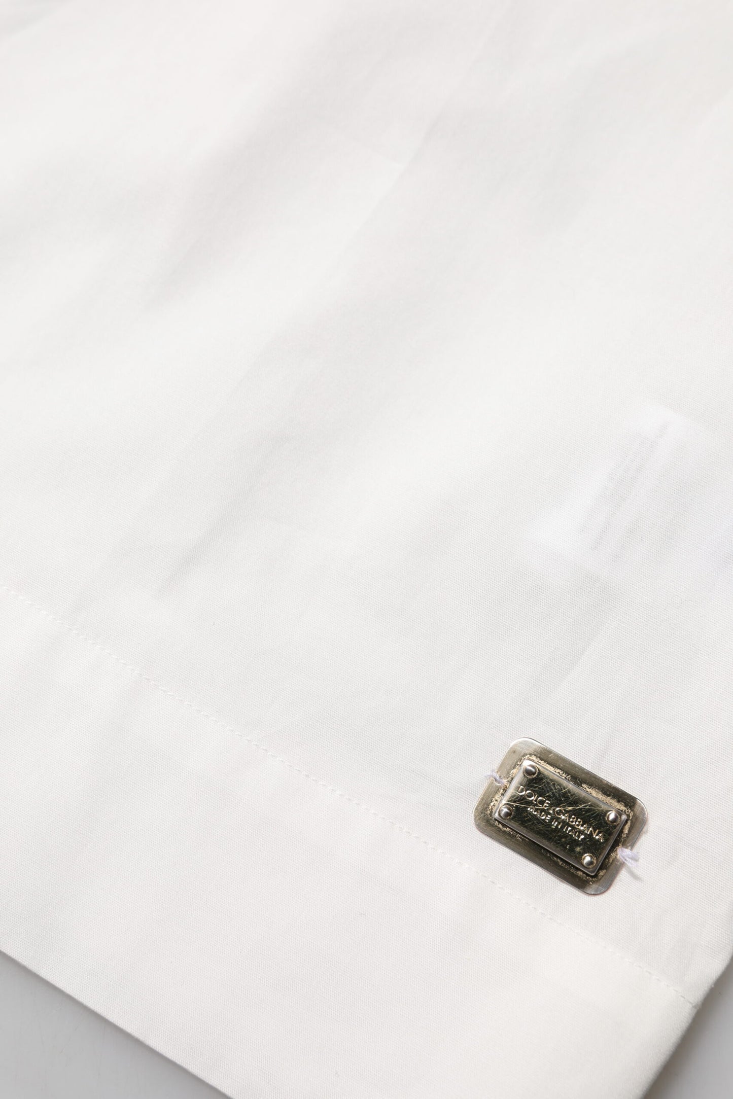 Dolce &amp; Gabbana – Weißes Baumwoll-Oberhemd mit kurzen Ärmeln und Kragen