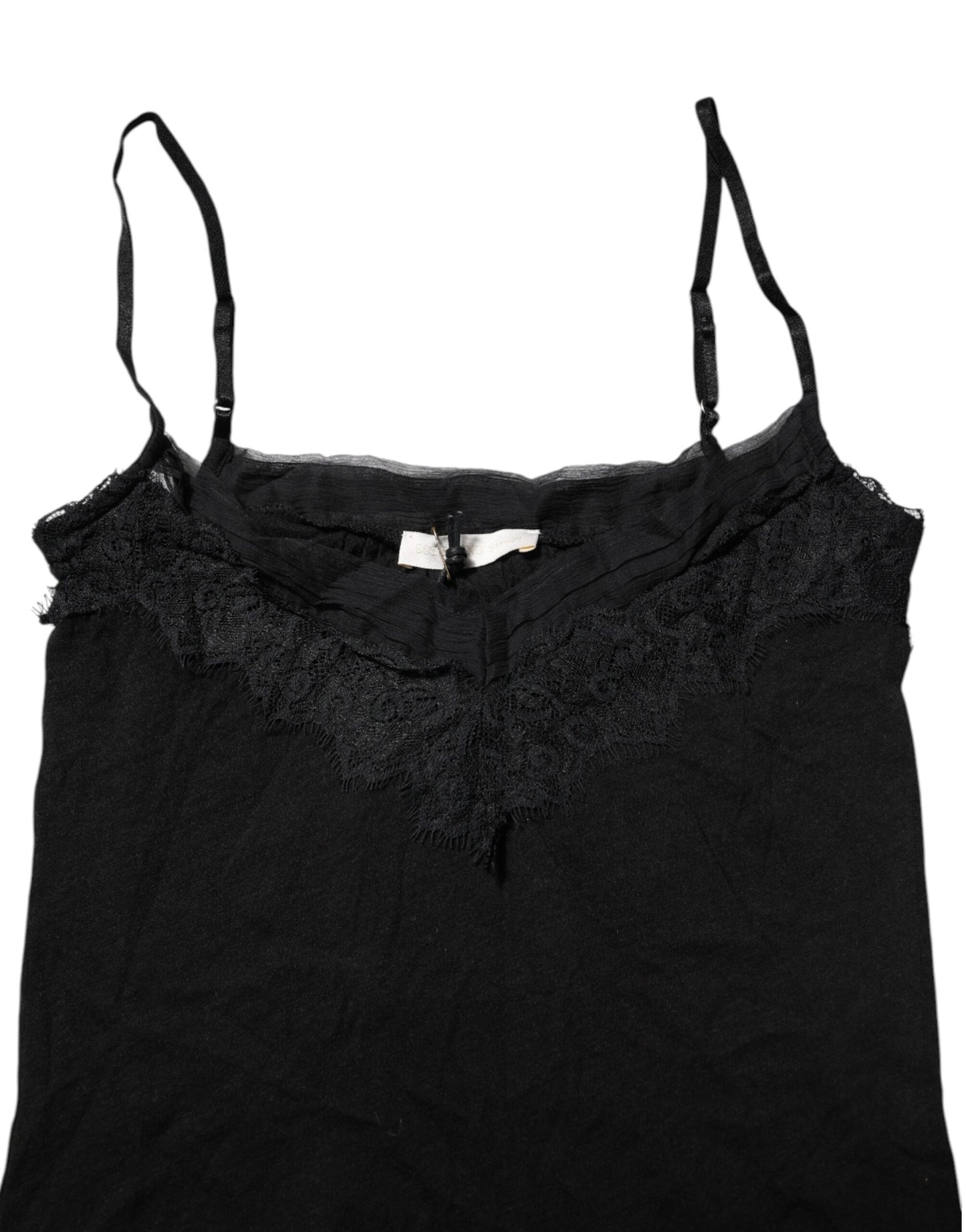 Scervino Street Black Wool Sleeveless Square Neck Tank Top