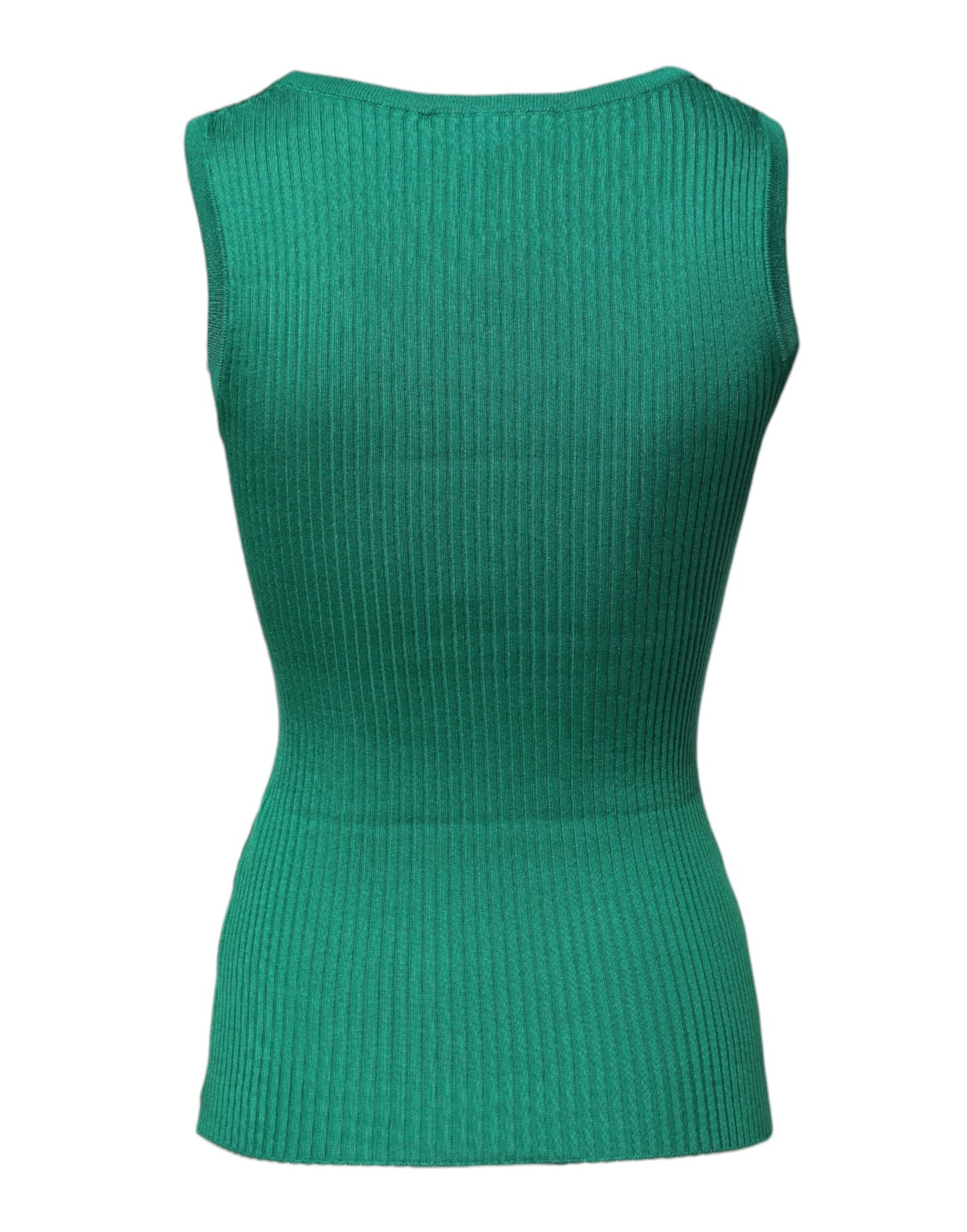Débardeur sans manches à col rond en soie verte Dolce &amp; Gabbana