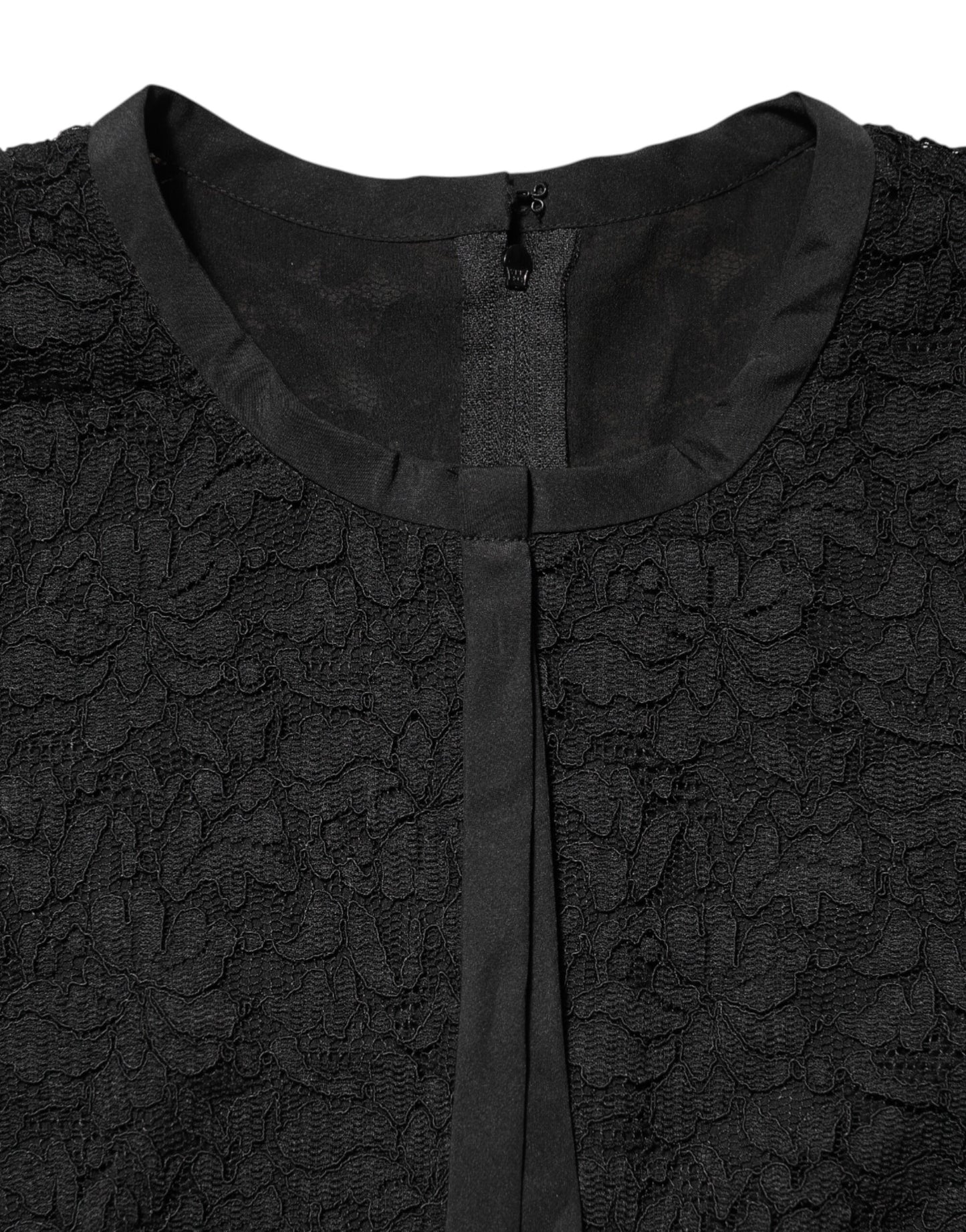 Chemisier à manches longues en dentelle et nylon noir Dolce &amp; Gabbana
