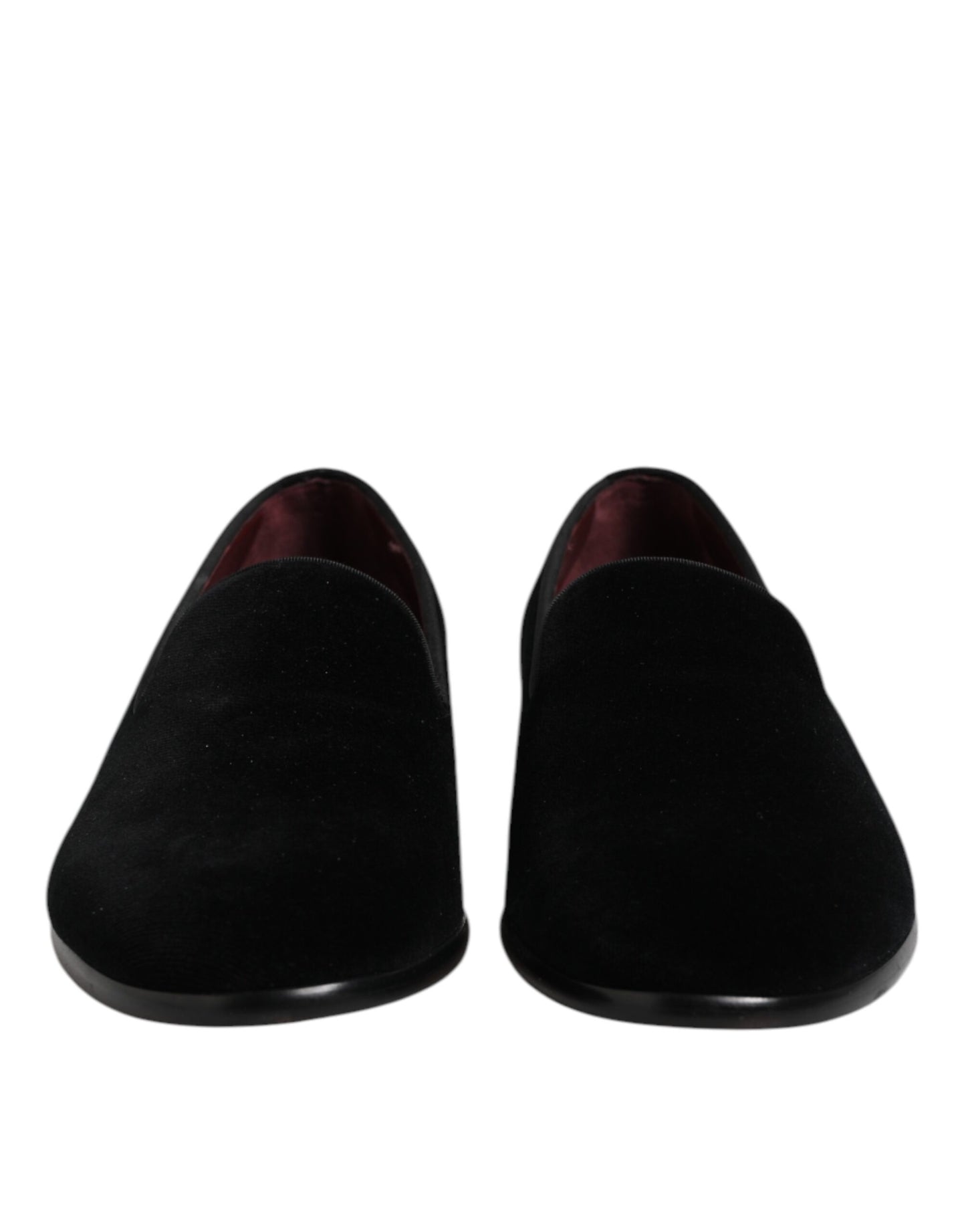 Dolce & Gabbana Black Velvet Slip On Loafers Formal Shoes