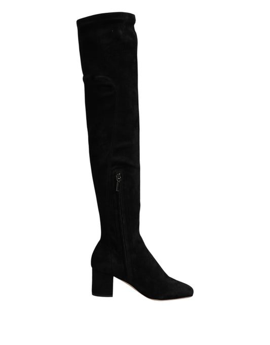 Bottes hautes en daim noir Dolce &amp; Gabbana