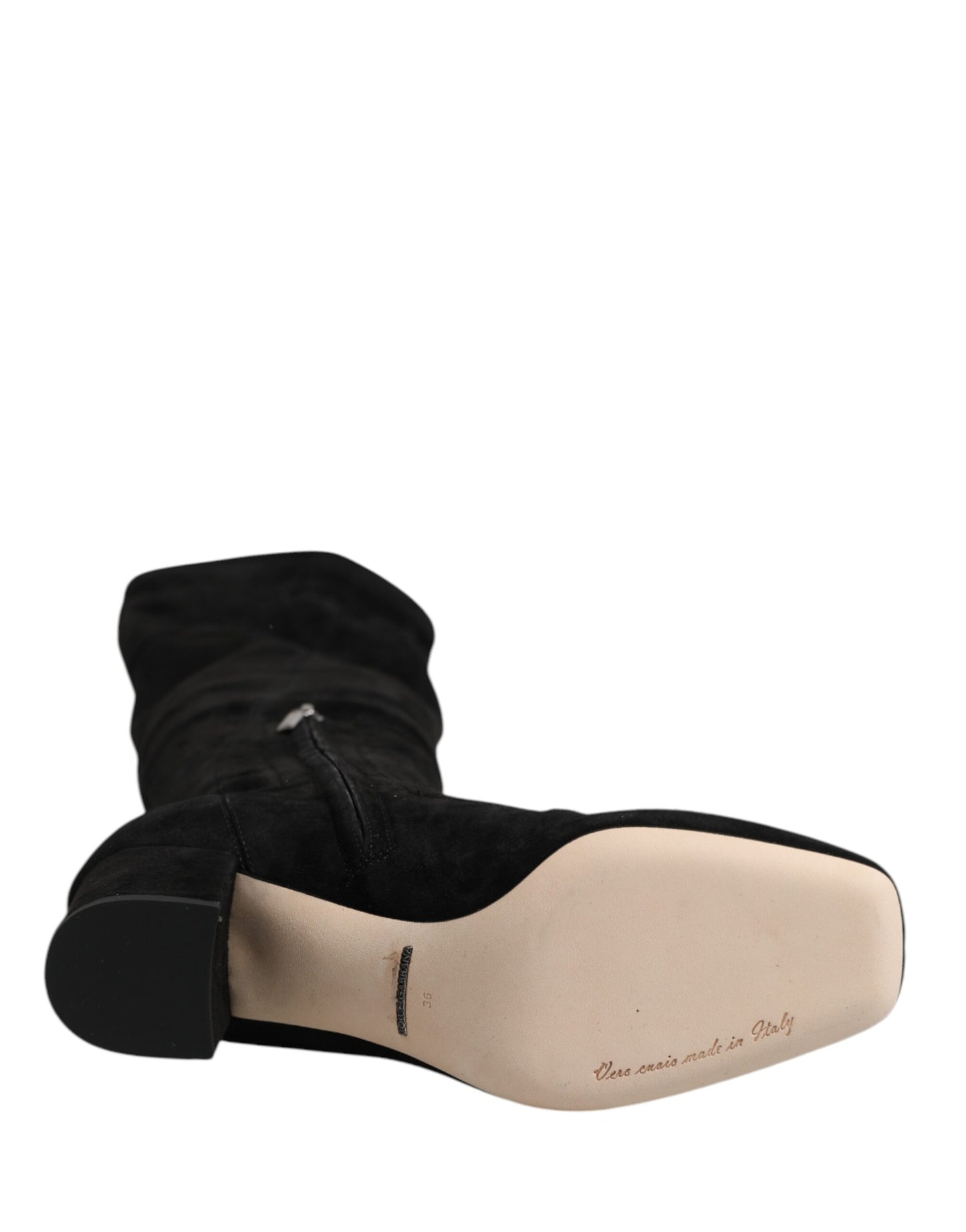 Bottes hautes en daim noir Dolce &amp; Gabbana