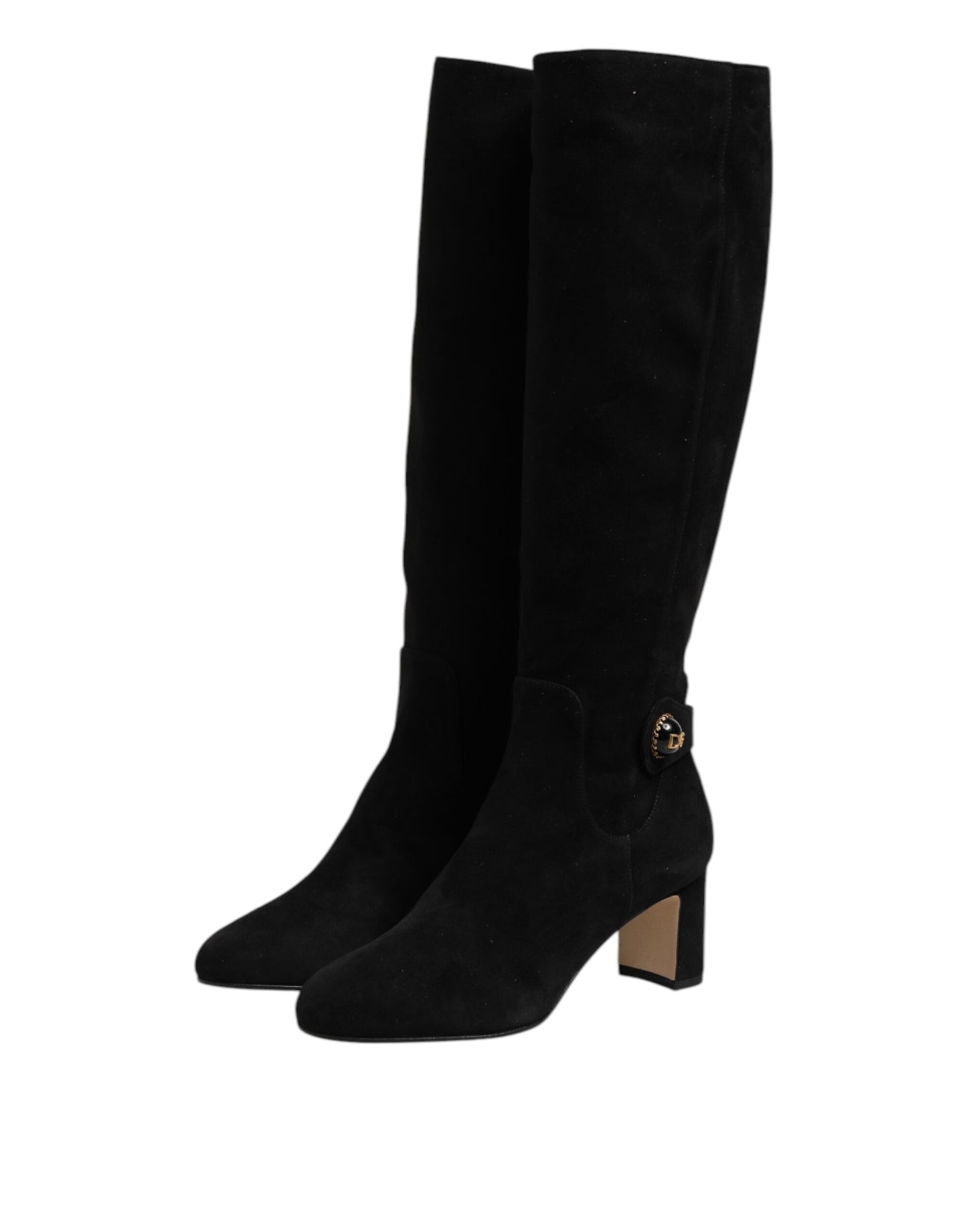 Bottes hautes en daim noir Dolce &amp; Gabbana