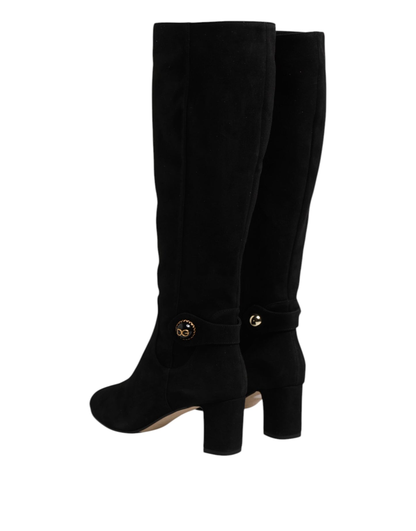 Bottes hautes en daim noir Dolce &amp; Gabbana