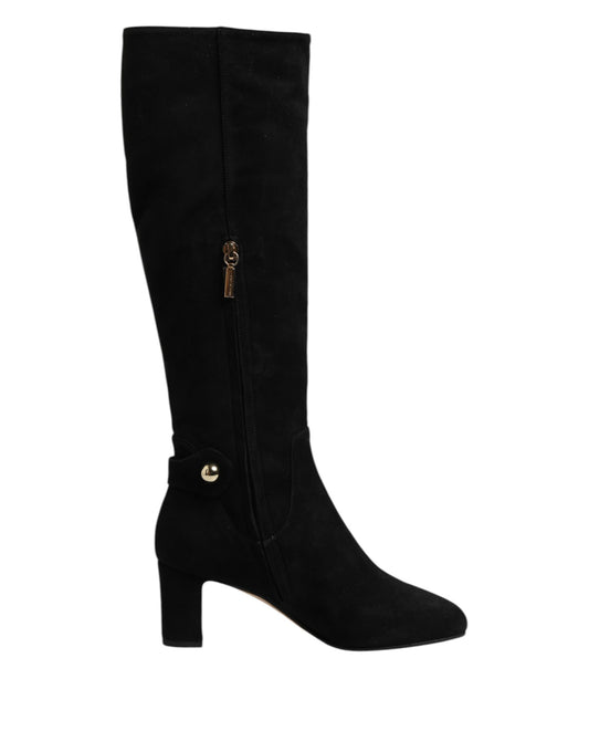 Bottes hautes en daim noir Dolce &amp; Gabbana