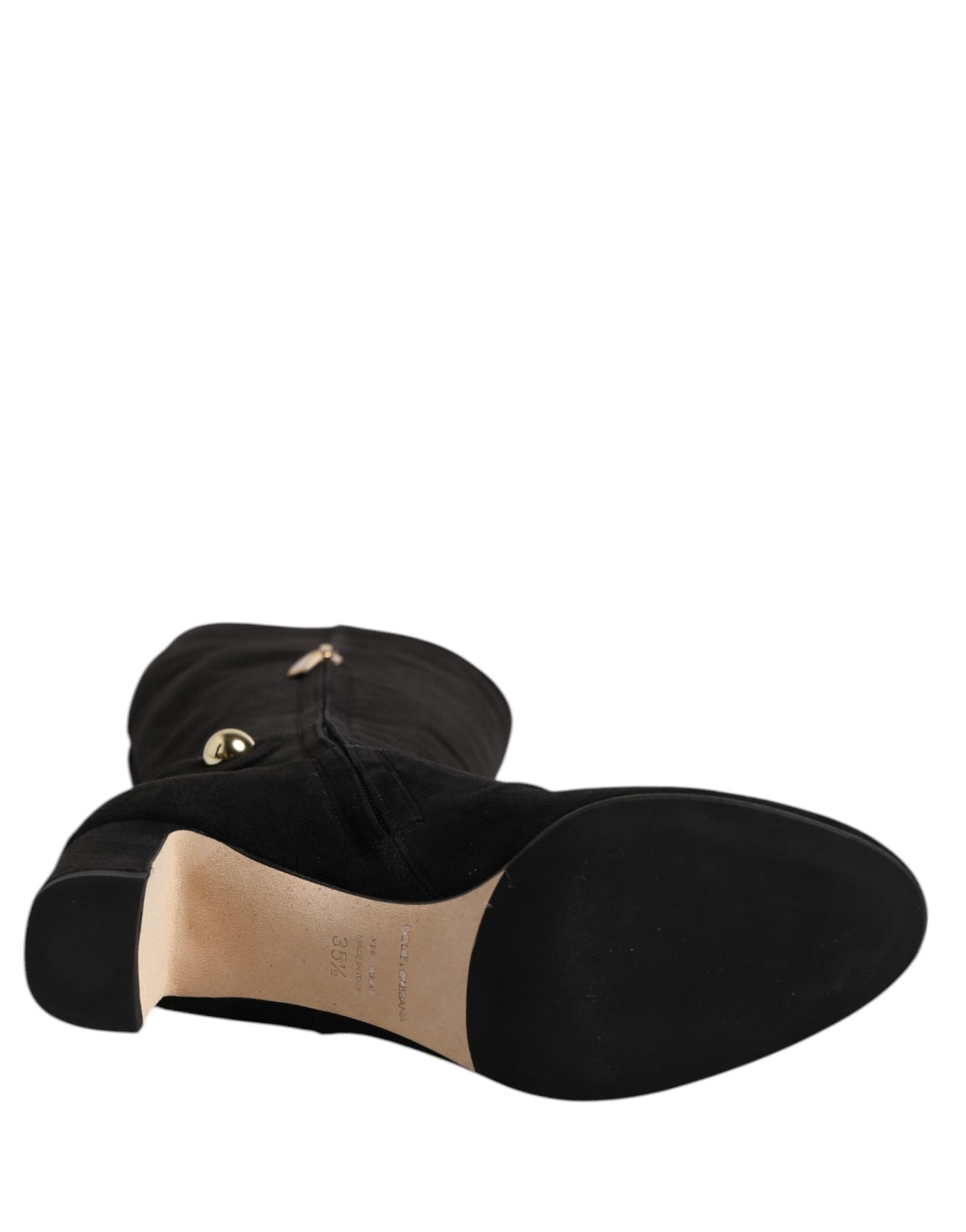Bottes hautes en daim noir Dolce &amp; Gabbana