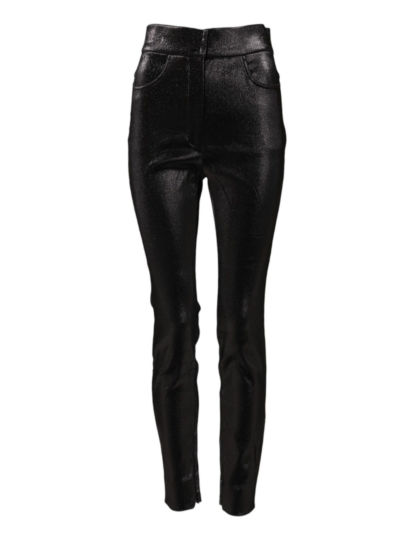 Pantalon Dolce &amp; Gabbana en coton stretch noir et fil lurex argenté