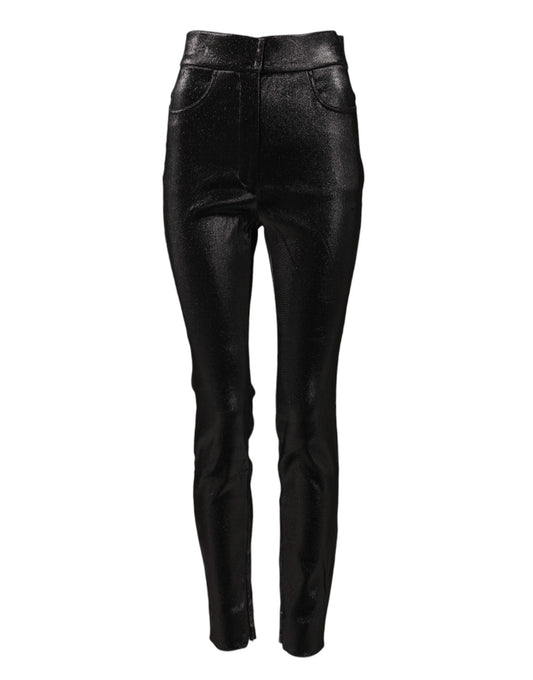 Pantalon Dolce &amp; Gabbana en coton stretch noir et fil lurex argenté