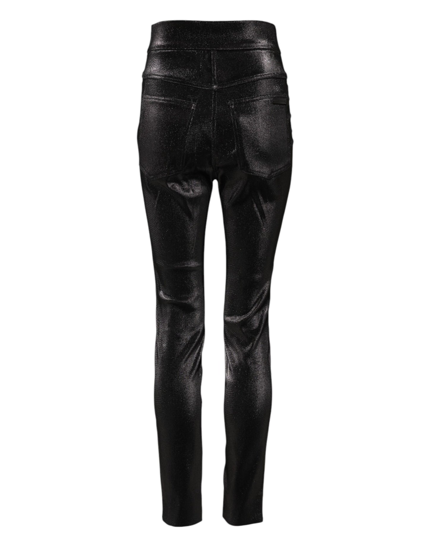 Pantalon Dolce &amp; Gabbana en coton stretch noir et fil lurex argenté
