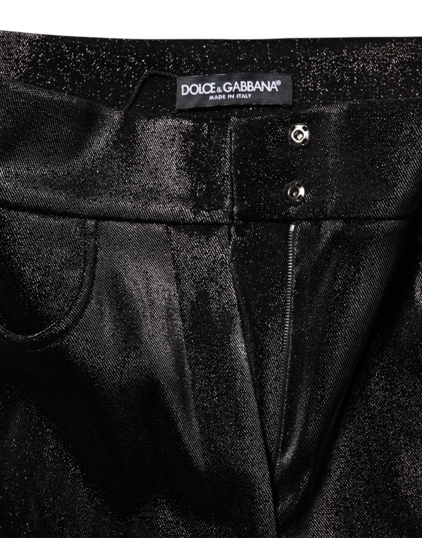 Pantalon Dolce &amp; Gabbana en coton stretch noir et fil lurex argenté