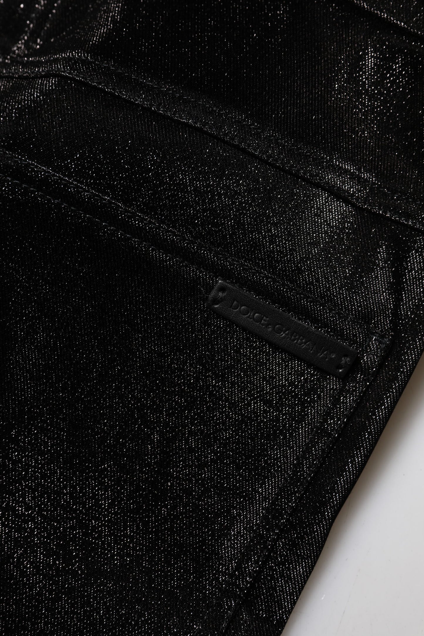 Pantalon Dolce &amp; Gabbana en coton stretch noir et fil lurex argenté
