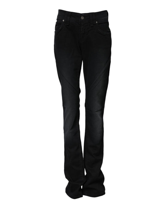 Jean fuselé taille moyenne en coton noir John Galliano