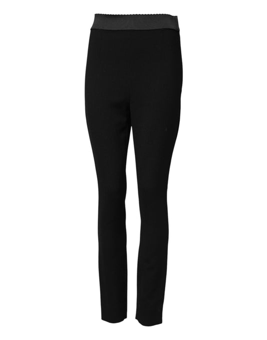Pantalon extensible en laine noire Dolce &amp; Gabbana