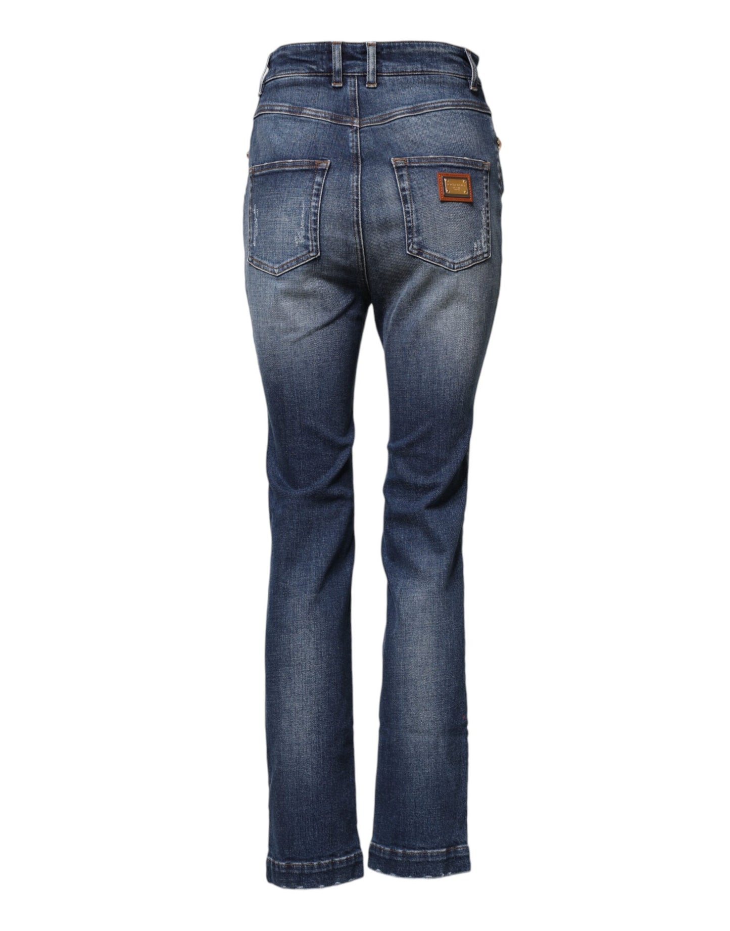 Jean en denim bleu orné de strass Dolce &amp; Gabbana